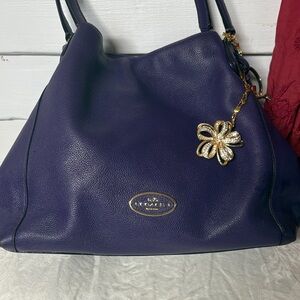 Coach Dark Purple Leather Shoulder Bag